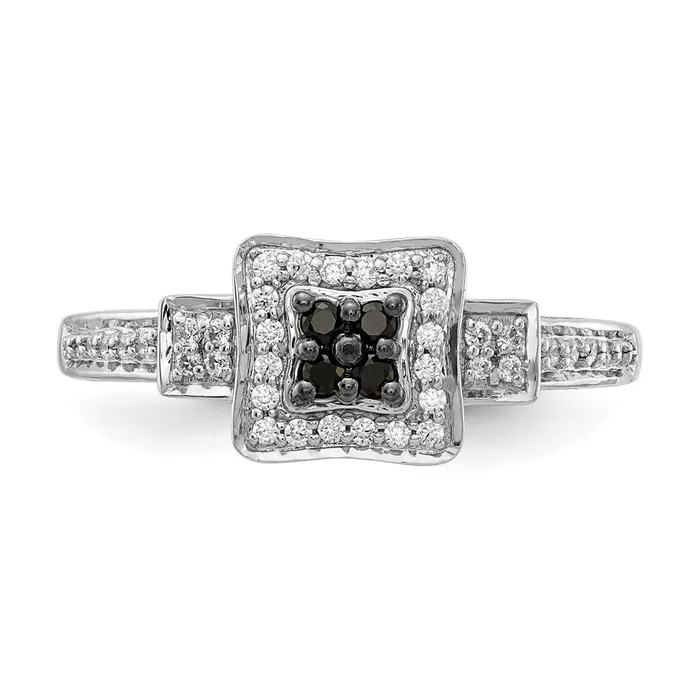 14k White Gold and Black Real Diamond Square Ring Goldiacom Rings