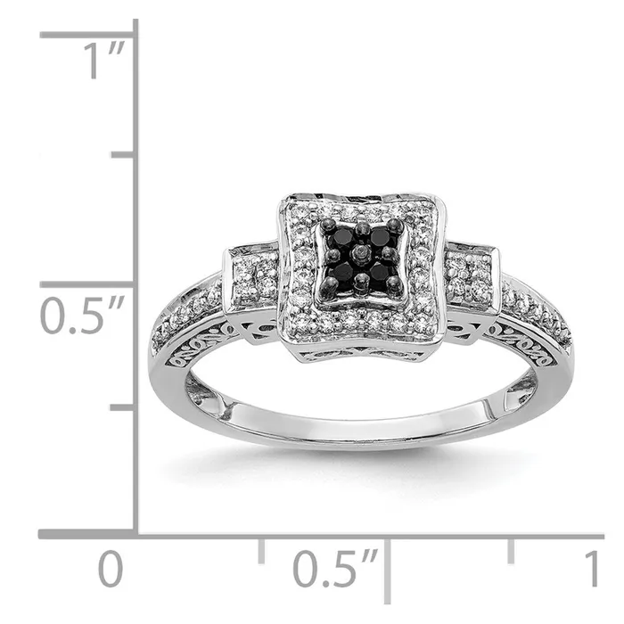 14k White Gold and Black Real Diamond Square Ring Goldiacom Rings