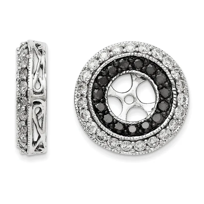 14k White Gold Black and White Diamond Earring Jackets goldiaca Earrings 14k White Gold Black and White Diamond Earring Jackets goldiaca Earrings