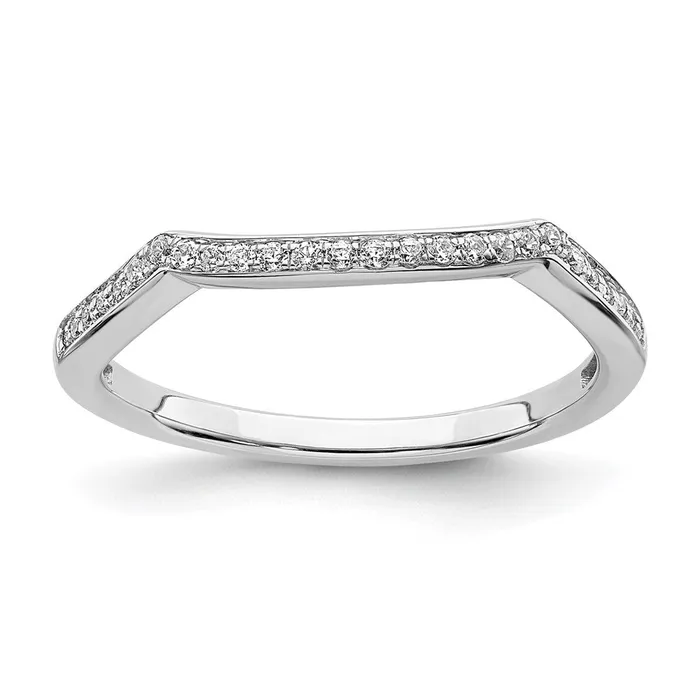 14k White Gold Contoured Real Diamond Band Goldia Rings