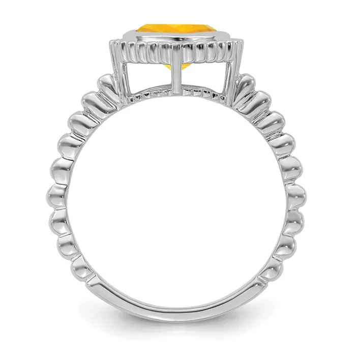 14k White Gold Cushion Citrine Ring Goldia Rings