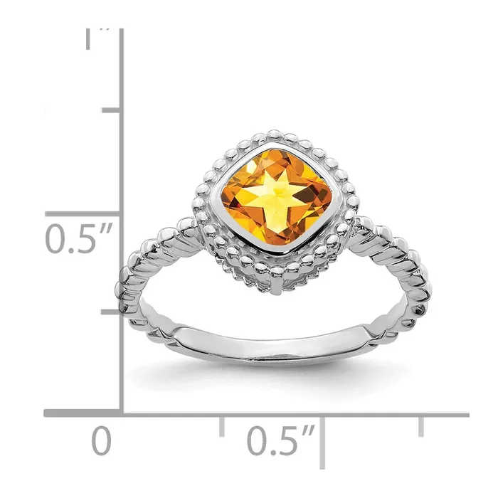 14k White Gold Cushion Citrine Ring Goldia Rings