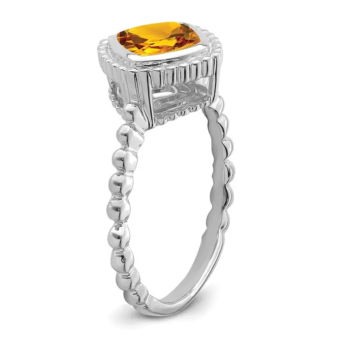 14k White Gold Cushion Citrine Ring Goldia Rings