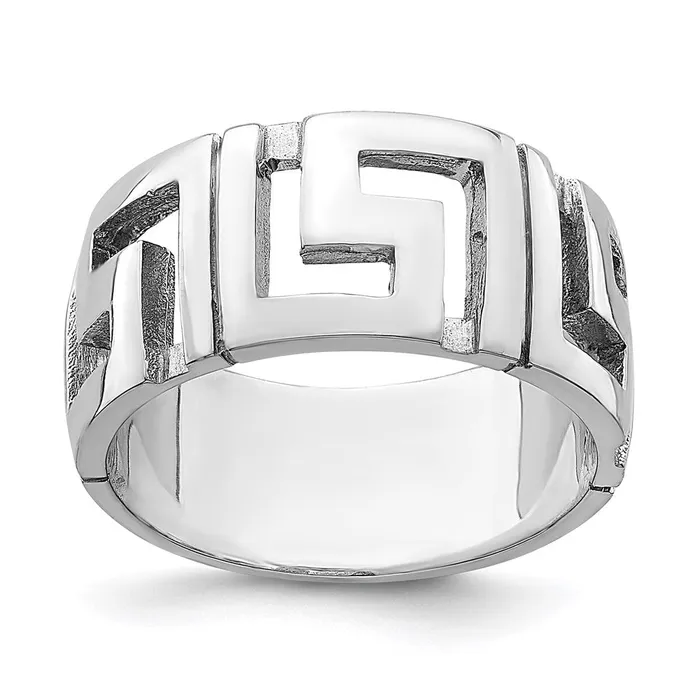 14K White Gold Cutout Greek Key Band Goldia Rings