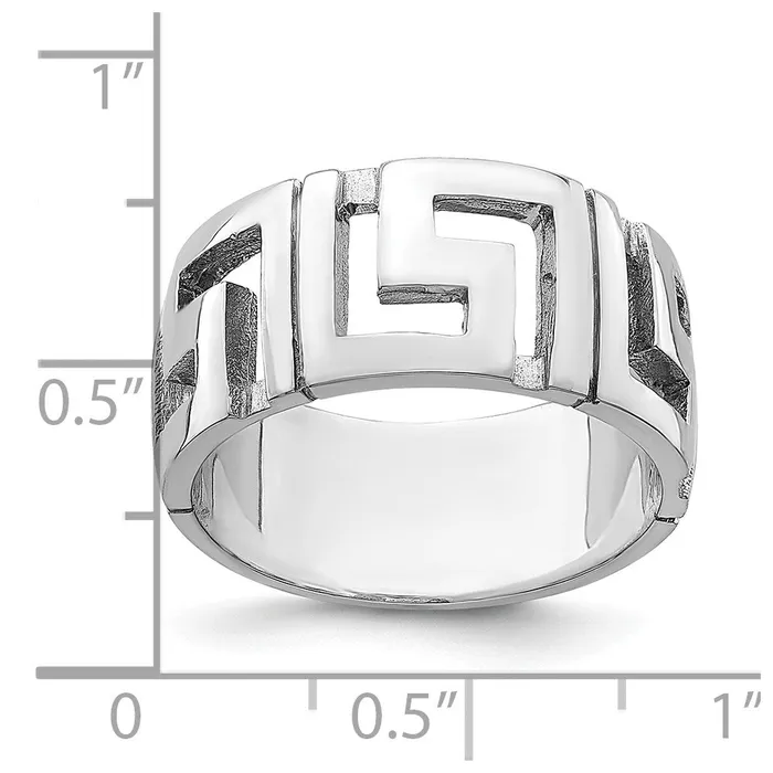 14K White Gold Cutout Greek Key Band Goldia Rings