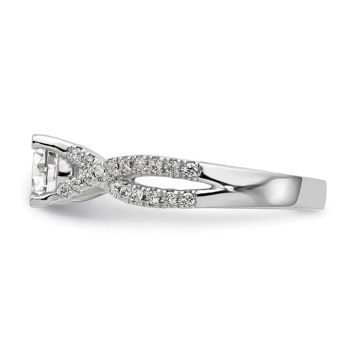 14k White Gold Diamond Round CZ By Pass Engagement Ring Goldiacom Rings
