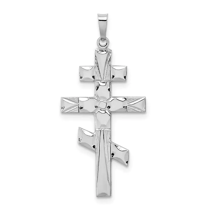 14k White Gold Eastern Orthodox Cross Pendant Goldia Necklaces