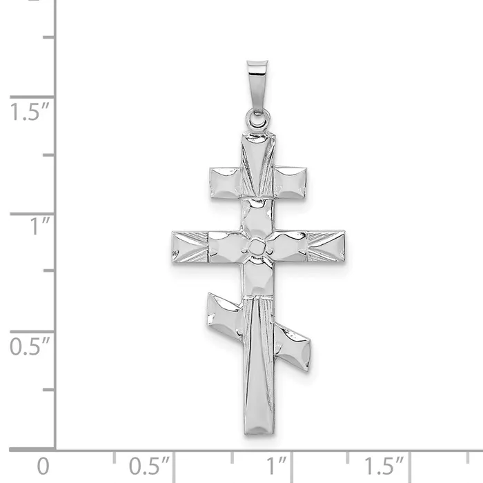 14k White Gold Eastern Orthodox Cross Pendant Goldia Necklaces