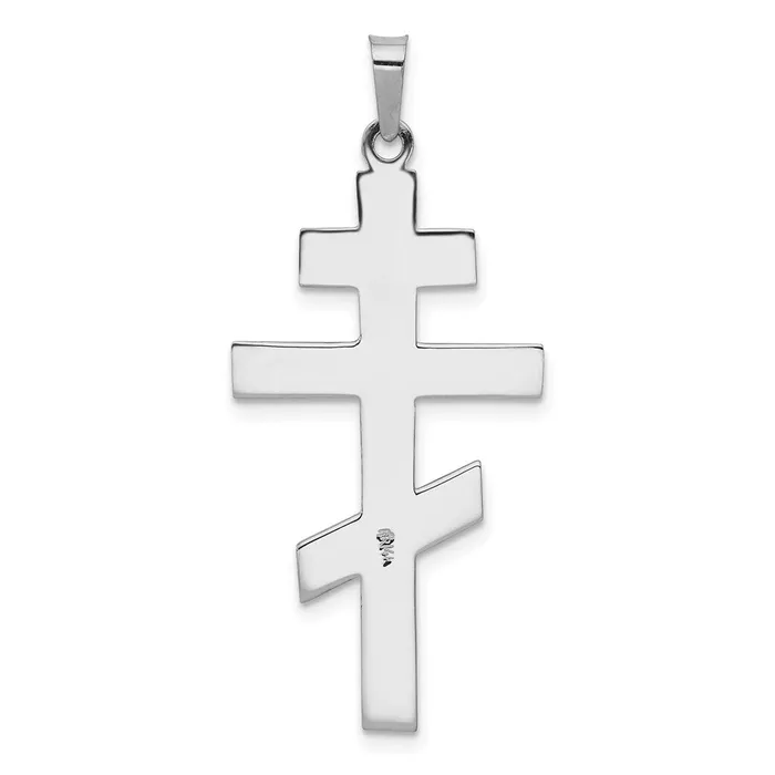 14k White Gold Eastern Orthodox Cross Pendant Goldia Necklaces