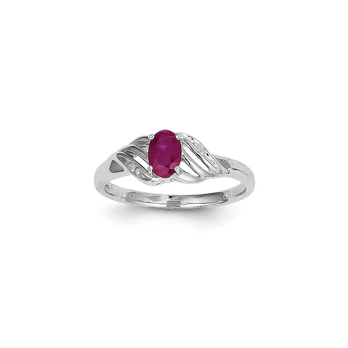 14k White Gold Genuine Ruby Diamond Ring Goldia Rings