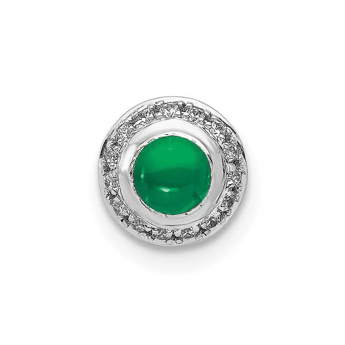 14k White Gold Halo Real Diamond and Cabochon 47 Emerald Chain Slide Goldia Necklaces 14k White Gold Halo Real Diamond and Cabochon 47 Emerald Chain Slide Goldia Necklaces