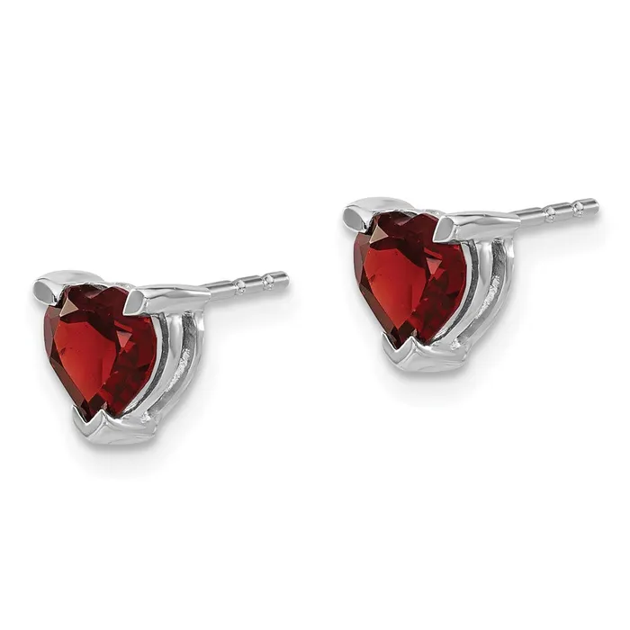 14k White Gold Heart Garnet Earrings Goldia Earrings