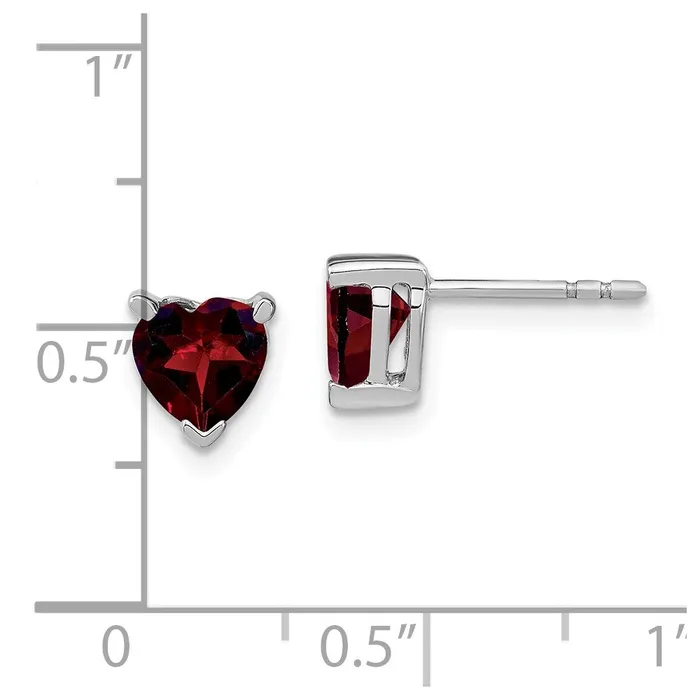 14k White Gold Heart Garnet Earrings Goldia Earrings