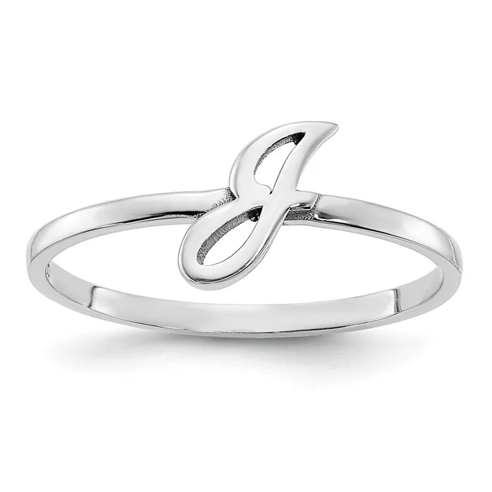 14K White Gold Initial Script or Block Font Ring Goldia Rings