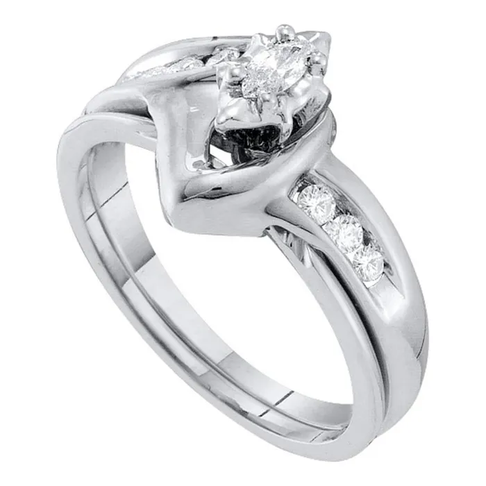 14k White Gold Marquise Diamond Solitaire Classic Wedding Bridal Set 14 Cttw gndatlanta PreStyled Sets 14k White Gold Marquise Diamond Solitaire Classic Wedding Bridal Set 14 Cttw gndatlanta PreStyled Sets