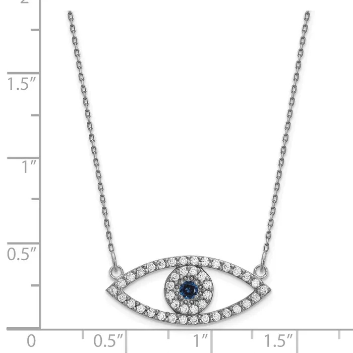14k White Gold Medium Necklace Diamond and Sapphire Evil Eye Goldia Necklaces
