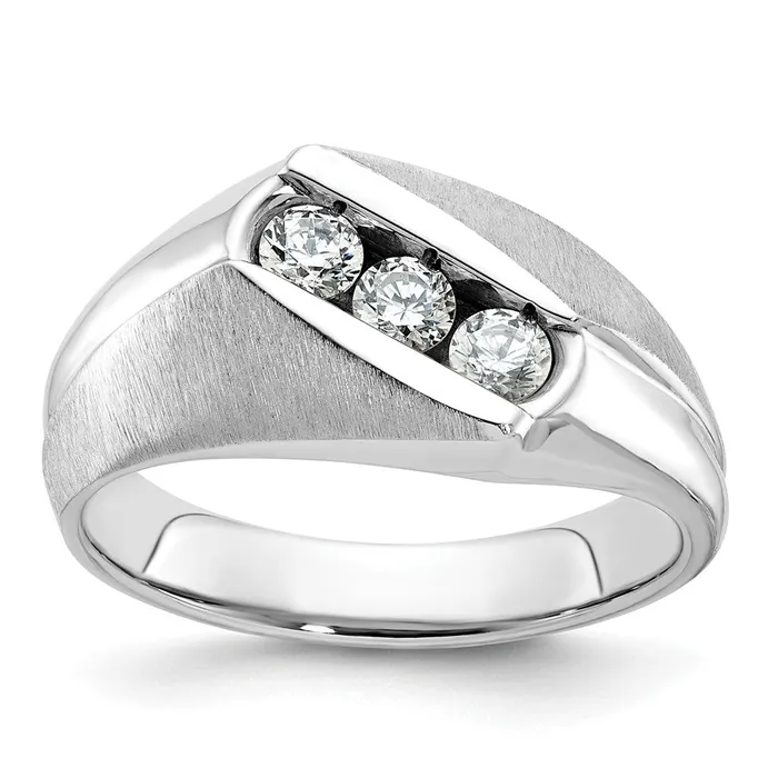 14k White Gold Mens Polished and Satin 12 carat Diamond Complete Ring Goldia Rings 14k White Gold Mens Polished and Satin 12 carat Diamond Complete Ring Goldia Rings