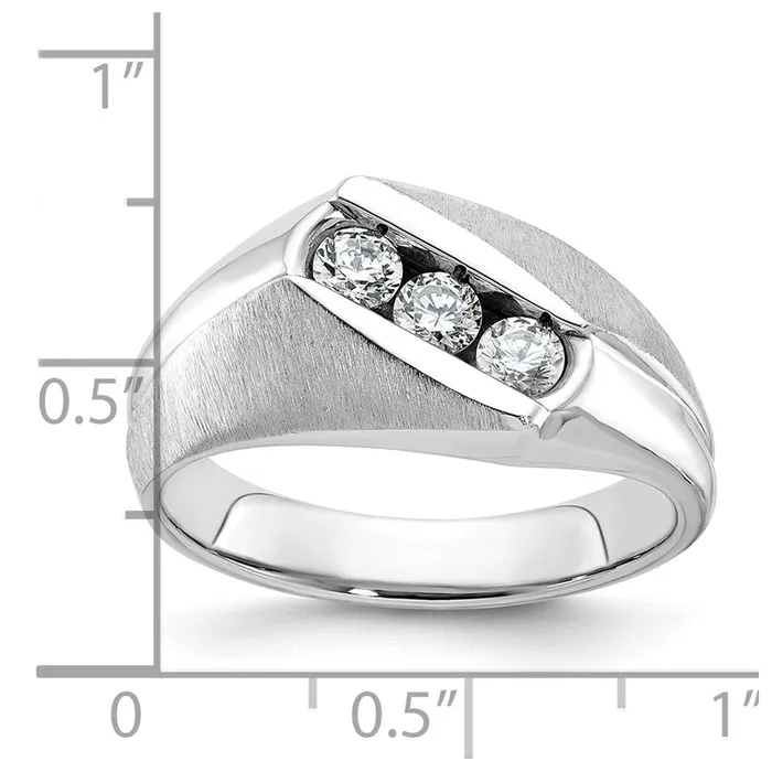 14k White Gold Mens Polished and Satin 12 carat Diamond Complete Ring Goldia Rings