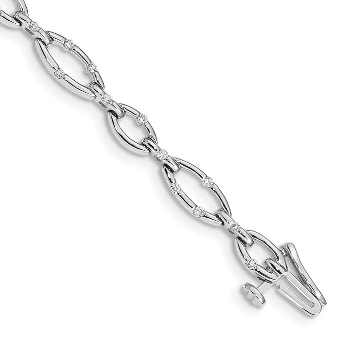 14k White Gold Natural Diamond Link Bracelet goldiaca Bracelets