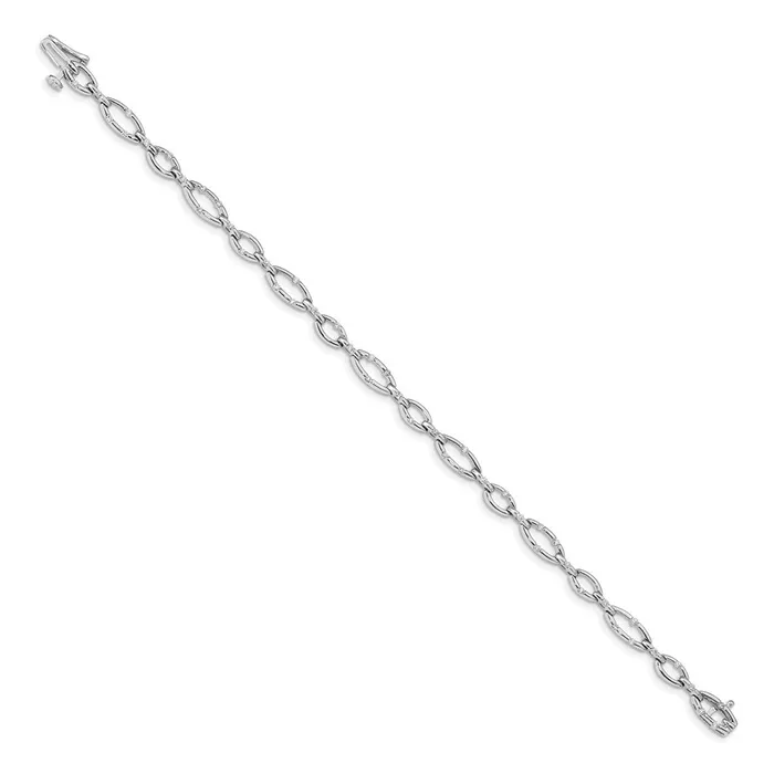 14k White Gold Natural Diamond Link Bracelet goldiaca Bracelets
