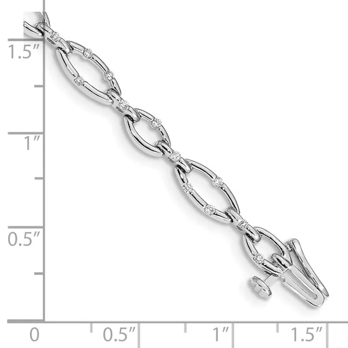 14k White Gold Natural Diamond Link Bracelet goldiaca Bracelets