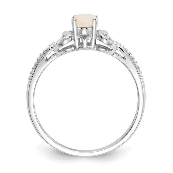 14K White Gold Opal and Real Diamond Ring Goldia Rings