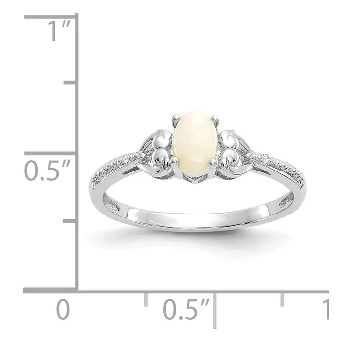 14K White Gold Opal and Real Diamond Ring Goldia Rings