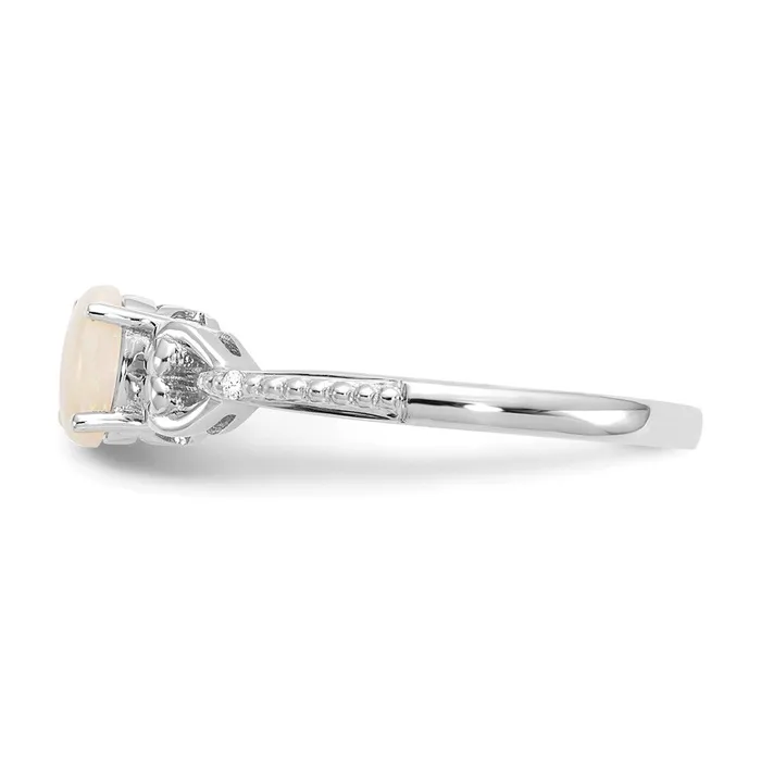 14K White Gold Opal and Real Diamond Ring Goldia Rings