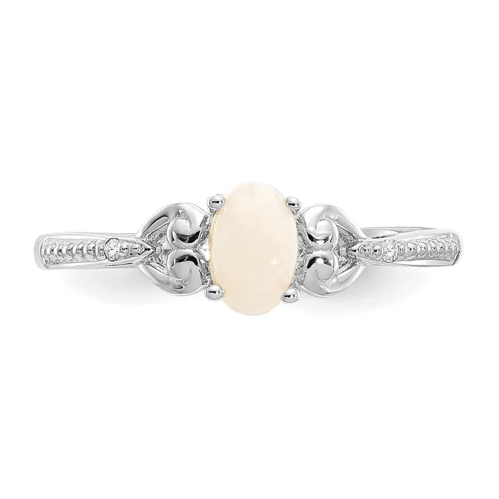 14K White Gold Opal and Real Diamond Ring Goldia Rings