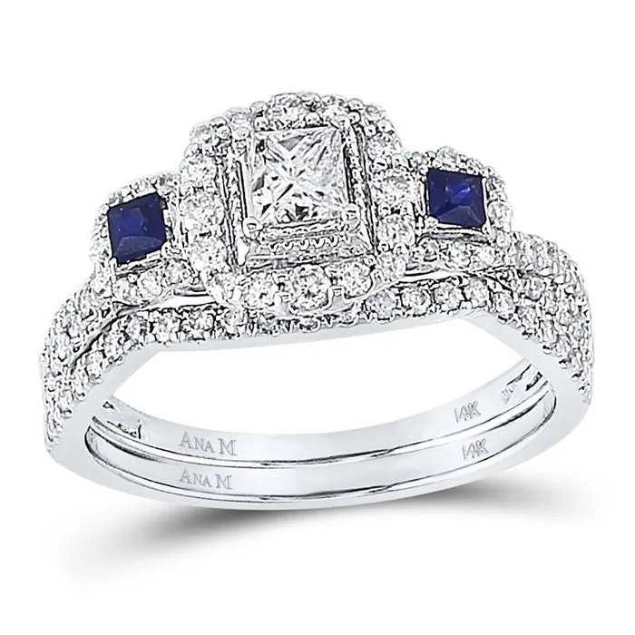 14K White Gold Princess Diamond Bridal Wedding Ring Set 78 Cttw gndatlanta Rings 14K White Gold Princess Diamond Bridal Wedding Ring Set 78 Cttw gndatlanta Rings