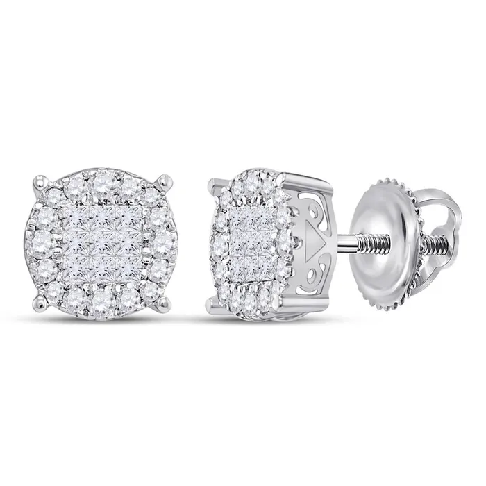 14k White Gold Princess Diamond Cluster Earrings 12 Cttw gndatlanta Earrings 14k White Gold Princess Diamond Cluster Earrings 12 Cttw gndatlanta Earrings