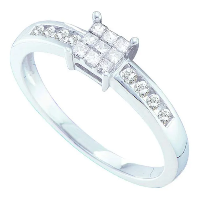 14k White Gold Princess Diamond Square Cluster Ring 14 Cttw gndatlanta Rings 14k White Gold Princess Diamond Square Cluster Ring 14 Cttw gndatlanta Rings