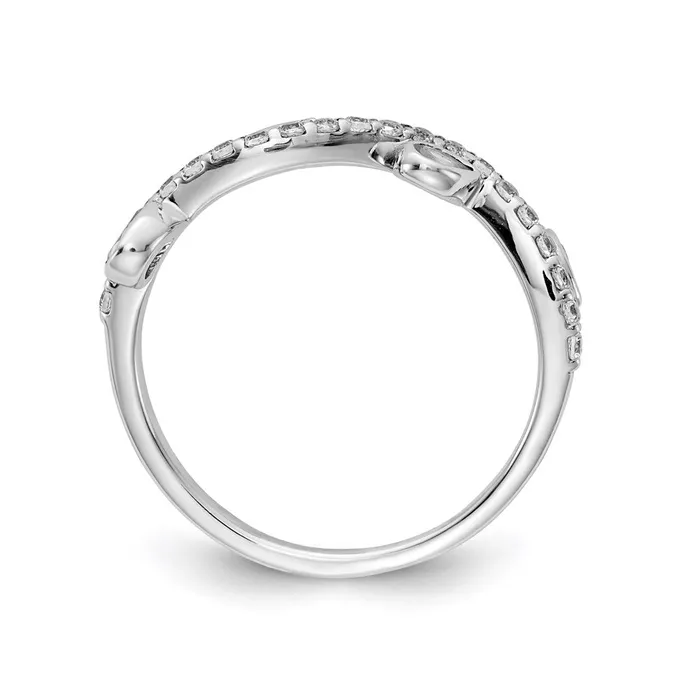 14k White Gold Real Diamond and Pear Peridot Curved Ring Goldia Rings