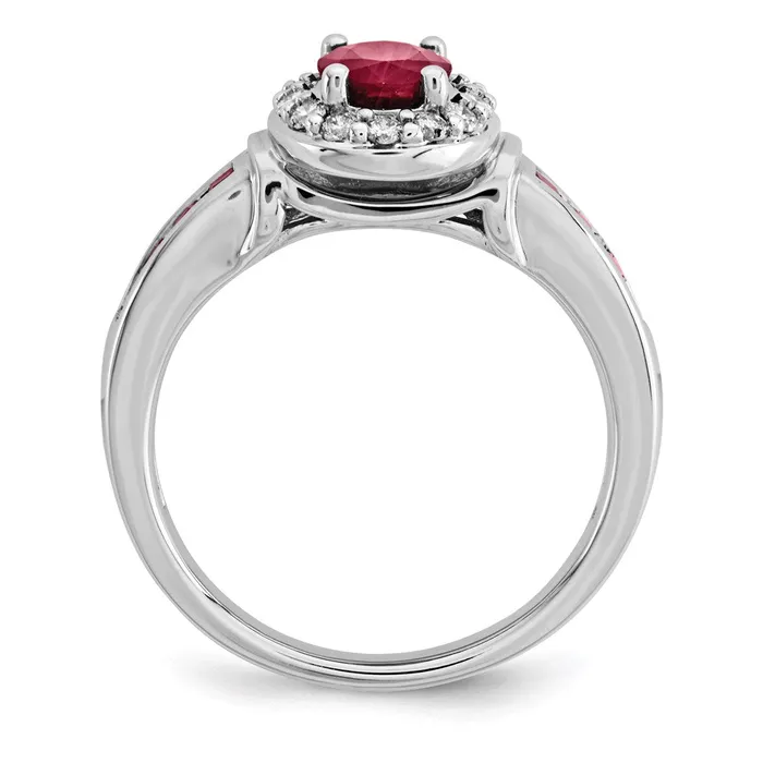 14K White Gold Real Diamond and Ruby wHalo Ring Goldiacom Rings
