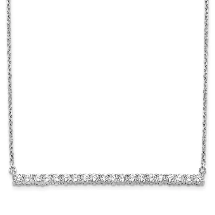 14k White Gold Real Diamond Bar 18 inch Necklace Goldia Necklaces