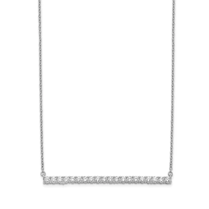 14k White Gold Real Diamond Bar 18 inch Necklace Goldia Necklaces