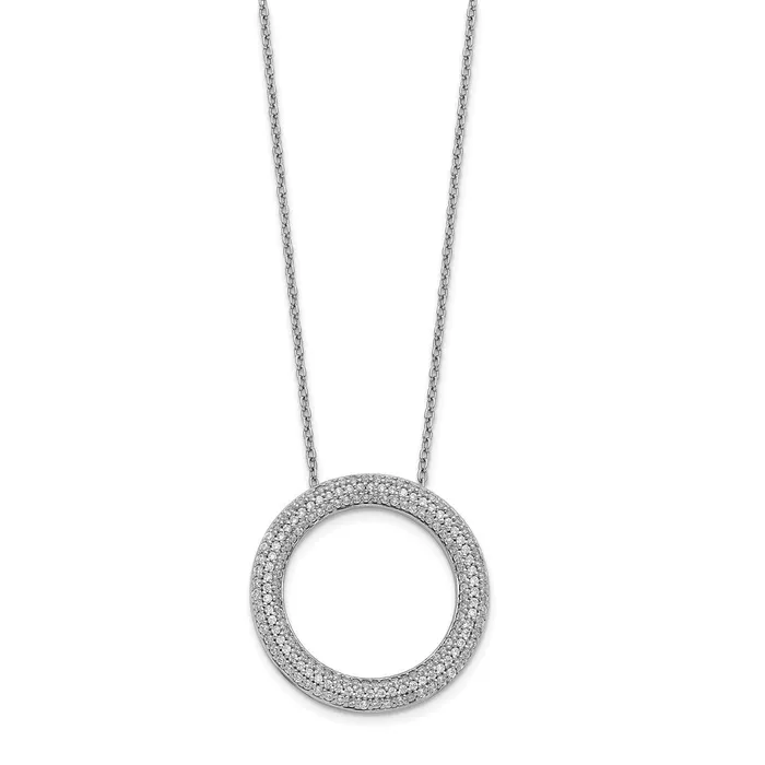 14k White Gold Real Diamond Circle Necklace Goldia Necklaces