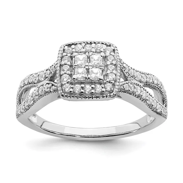14k White Gold Real Diamond Cluster Real Diamond Engagement Ring Goldia Rings 14k White Gold Real Diamond Cluster Real Diamond Engagement Ring Goldia Rings