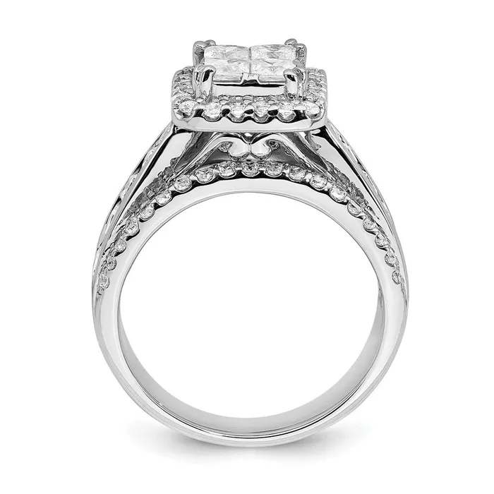 14k White Gold Real Diamond Cluster Real Diamond Engagement Ring Goldia Rings