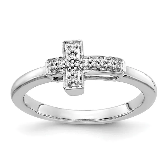 14k White Gold Real Diamond Cross Ring Goldiacom Rings