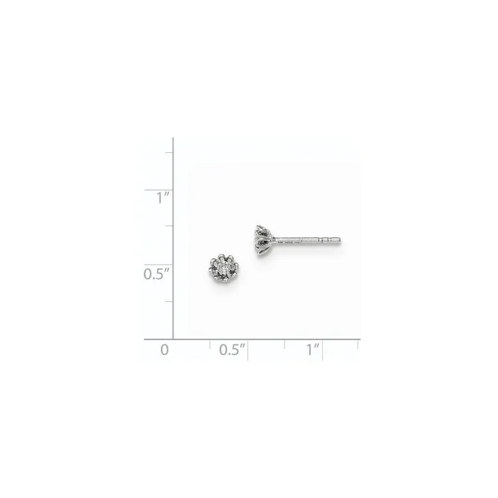 14K White Gold Real Diamond Flower Post Earrings Goldia Earrings