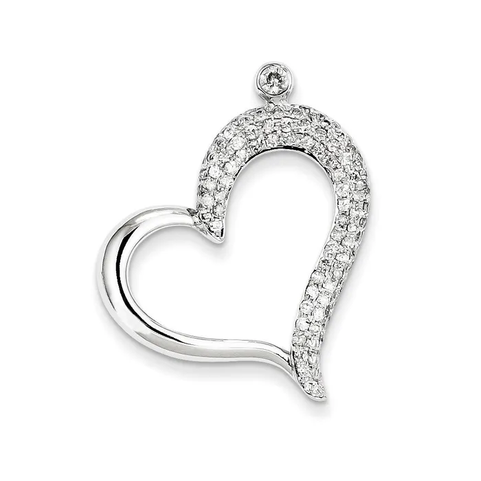 14K White Gold Real Diamond Heart Chain Slide Goldia Necklaces
