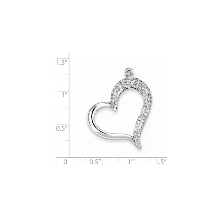 14K White Gold Real Diamond Heart Chain Slide Goldia Necklaces