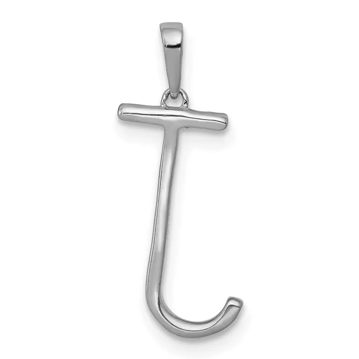 14K White Gold Real Diamond Letter J Initial Pendant Goldia Necklaces