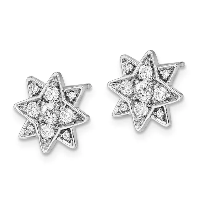 14k White Gold Real Diamond Star Earrings Goldia Earrings