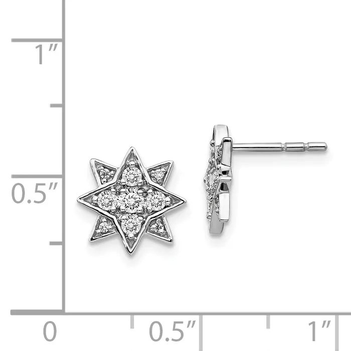 14k White Gold Real Diamond Star Earrings Goldia Earrings