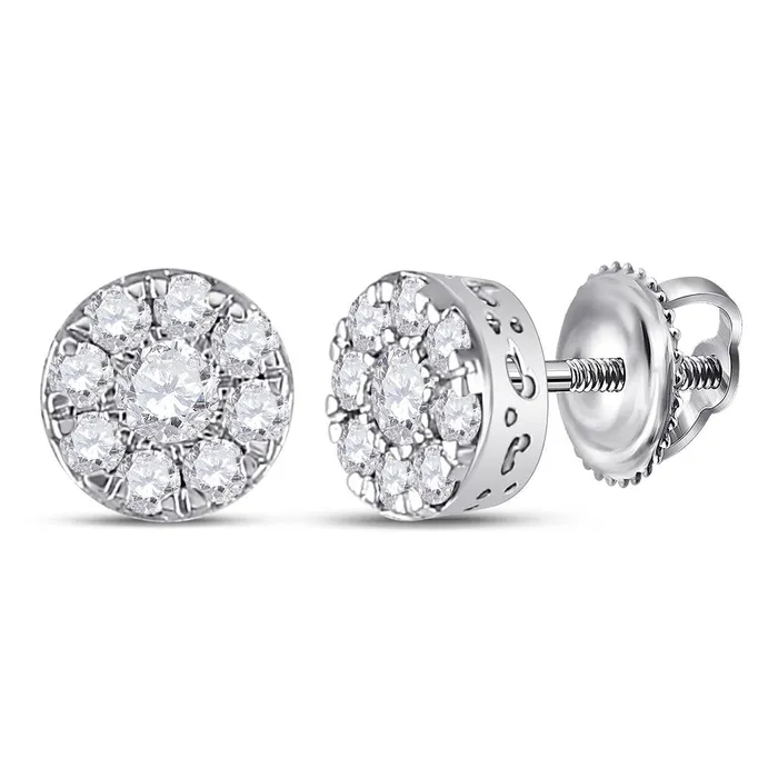 14k White Gold Round Diamond Cluster Earrings 12 Cttw gndatlanta Earrings 14k White Gold Round Diamond Cluster Earrings 12 Cttw gndatlanta Earrings