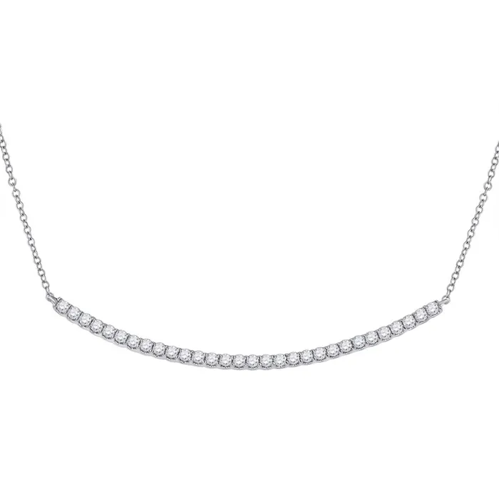 14k White Gold Round Diamond Curved Bar Necklace 1 Cttw gndatlanta Necklaces 14k White Gold Round Diamond Curved Bar Necklace 1 Cttw gndatlanta Necklaces