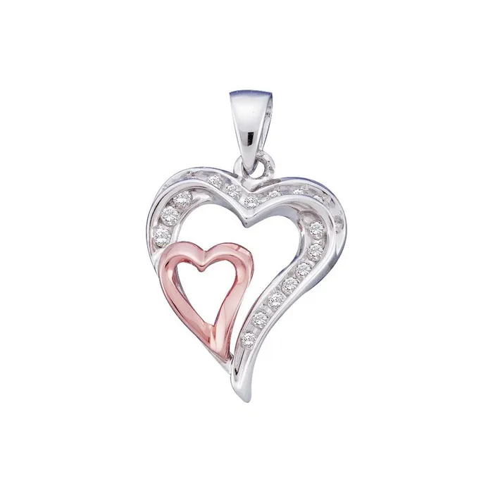 14k White Gold Round Diamond Double Heart Pendant 14 Cttw gndatlanta Necklaces 14k White Gold Round Diamond Double Heart Pendant 14 Cttw gndatlanta Necklaces
