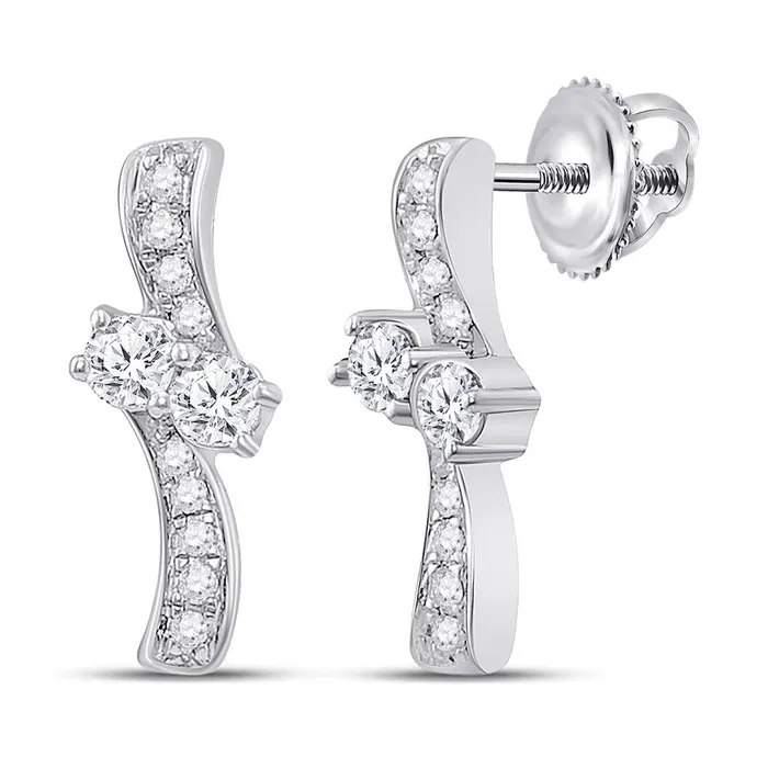 14k White Gold Round Diamond Drop Bypass 2stone Earrings 14 Ctw gndatlanta Earrings 14k White Gold Round Diamond Drop Bypass 2stone Earrings 14 Ctw gndatlanta Earrings